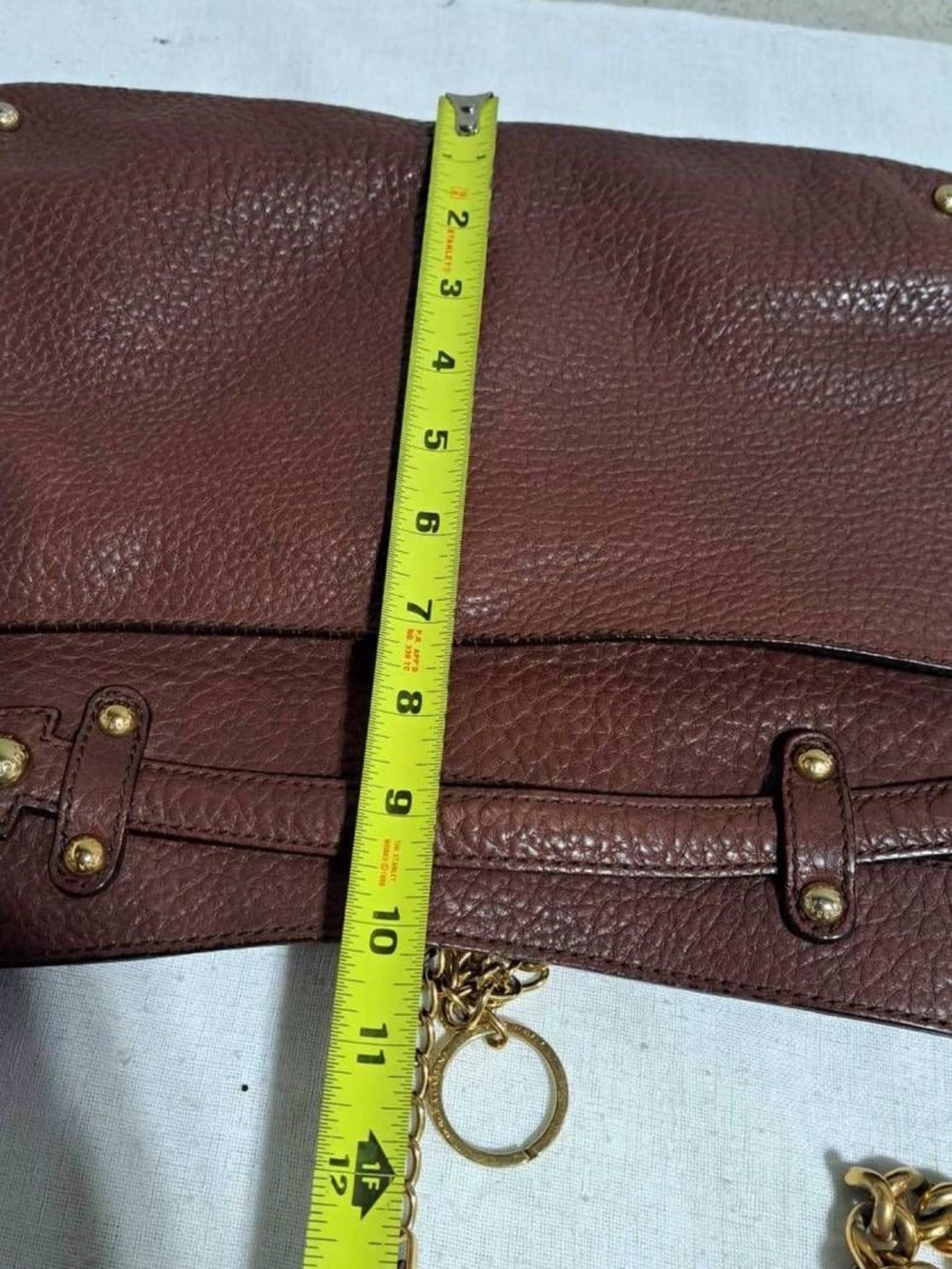 Dolce & Gabbana Brown Pebbled Leather Shoulder Bag with Gold Chain